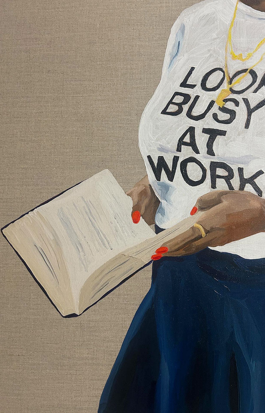 'Look Busy at Work' Oil painting on Linen