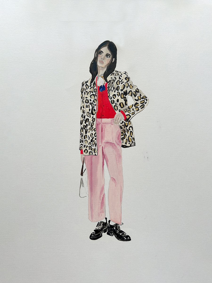 'Dries Van Noten AW22' Oil painting on paper- Black frame