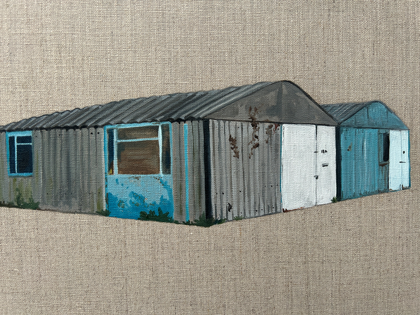 'Double Garage' Oil painting on Linen