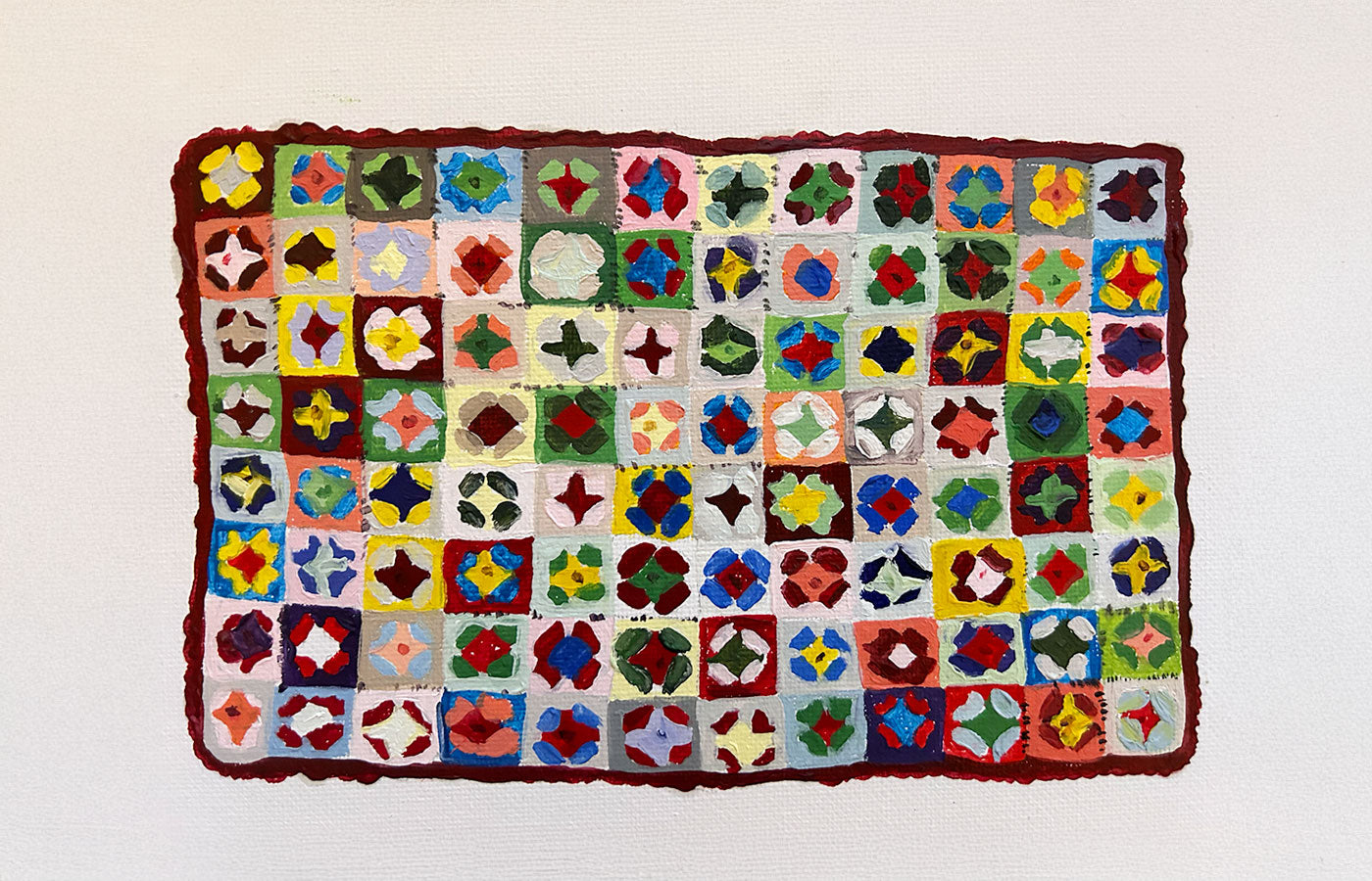 'Crochet blanket- Mini' Oil painting on board