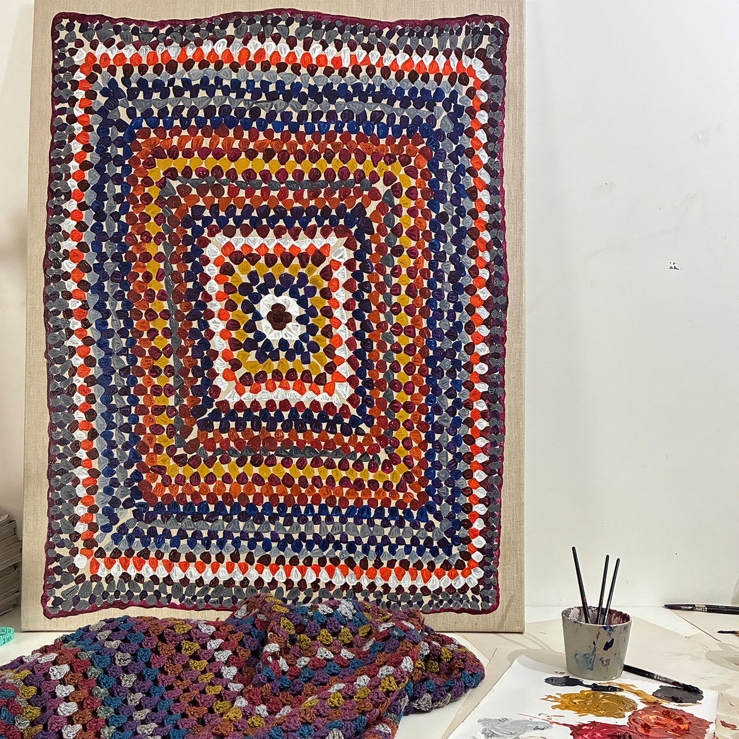 'Crochet blanket' Oil painting on linen