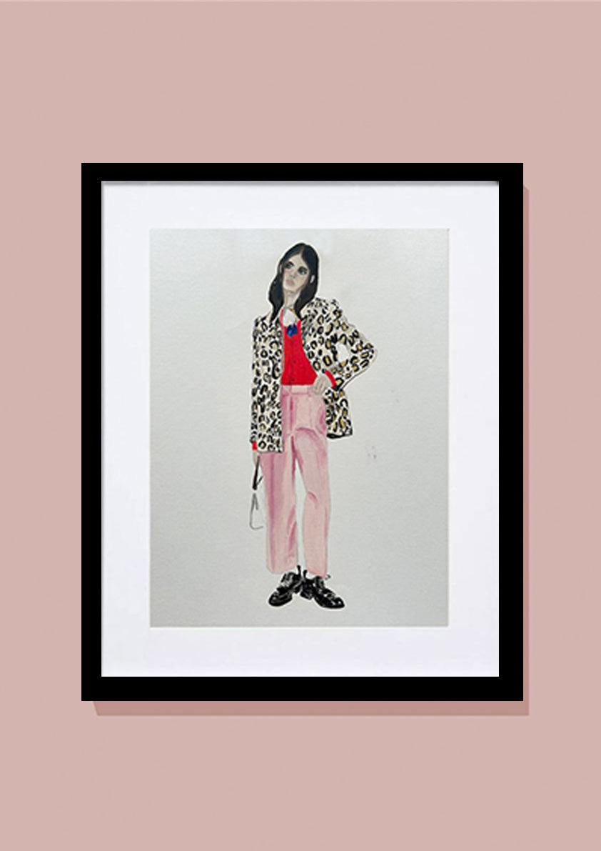 'Dries Van Noten AW22' Oil painting on paper- Black frame