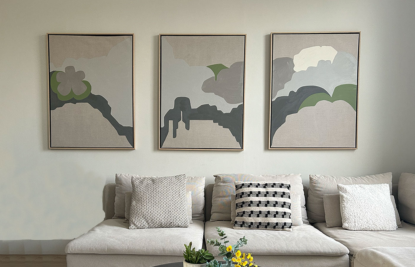 'Sage hills' triptych Oil paintings on linen